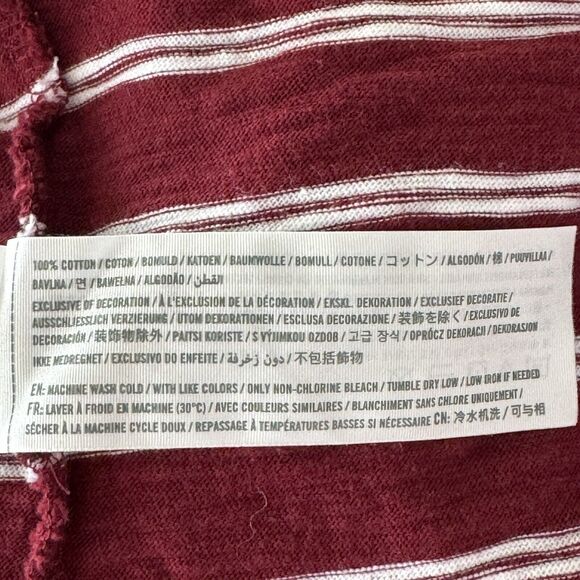 Hollister X-Small Cropped Tee-Shirt Top Striped Crew Neck Long Sleeve Oversized - Picture 9 of 9